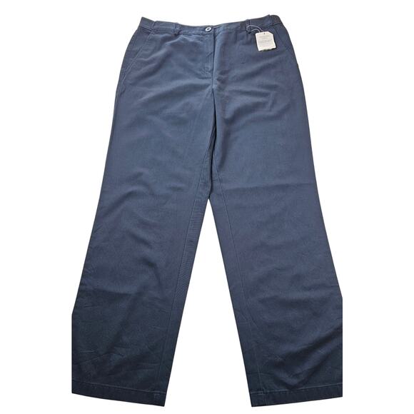 NWT Women’s LL Bean Twill Classic Fit Pants Wrinkle Free Cotton Navy Blue 14 REG - Picture 1 of 9